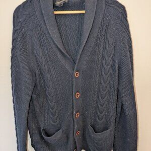 Men's RW & Co. Blue Cable Knit Shawl Cardigan